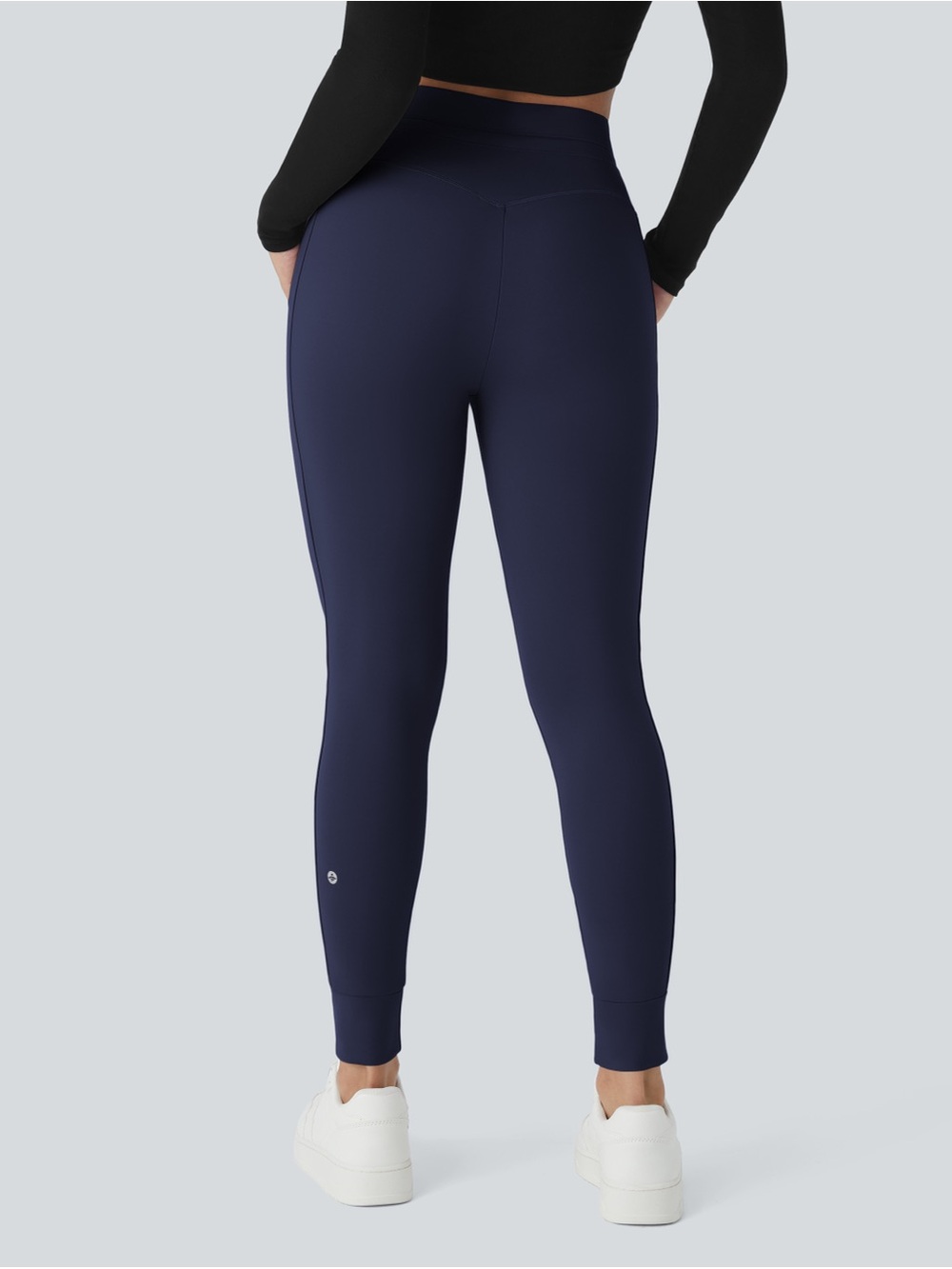 NWT Halara SoftlyZero Plush High Waisted Drawstring Pocket Leggings Navy Small - Picture 2 of 6